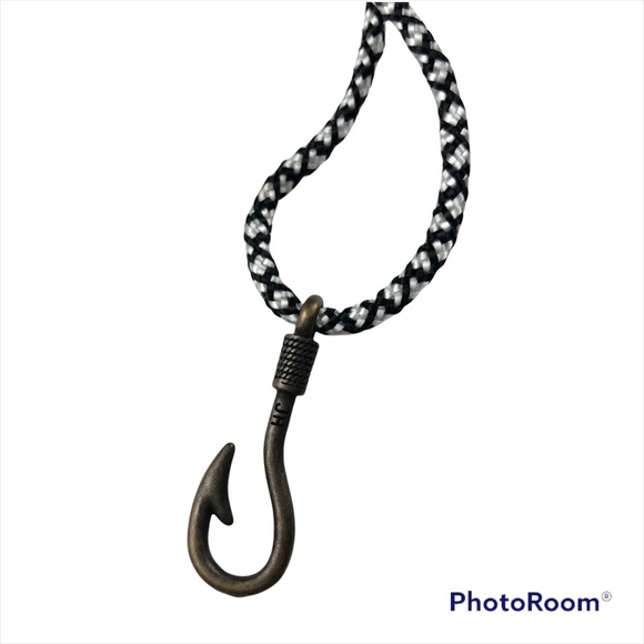 NWOT Fish Hook Bracelet and Sticker Just Hookin Adjustable Braided Bracelet - Picture 3 of 4